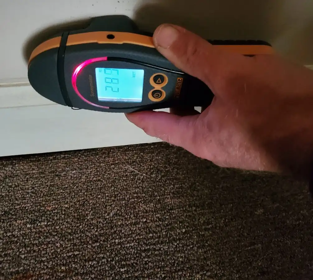 Moisture detection at baseboard during Sewage Cleanup & Sanitation in Sumter